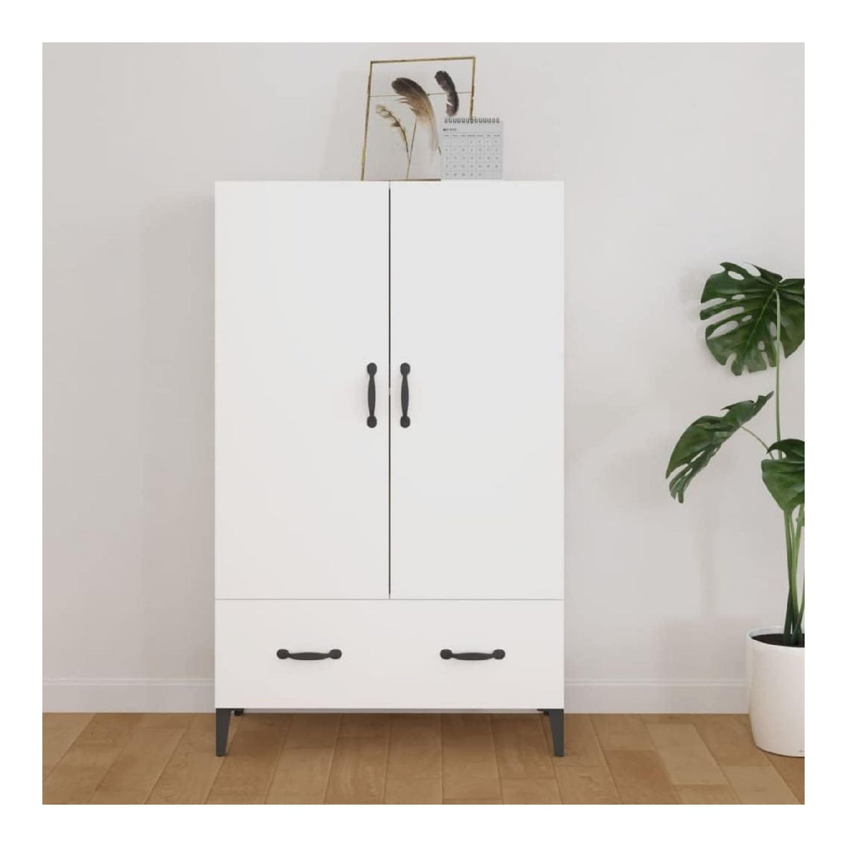 Hochboard Holzwerkstoff Kommode Wei 70x31x115 cm Wohnzimmerschrank Schlafzimmer Industrial Mobel Highboard Wei