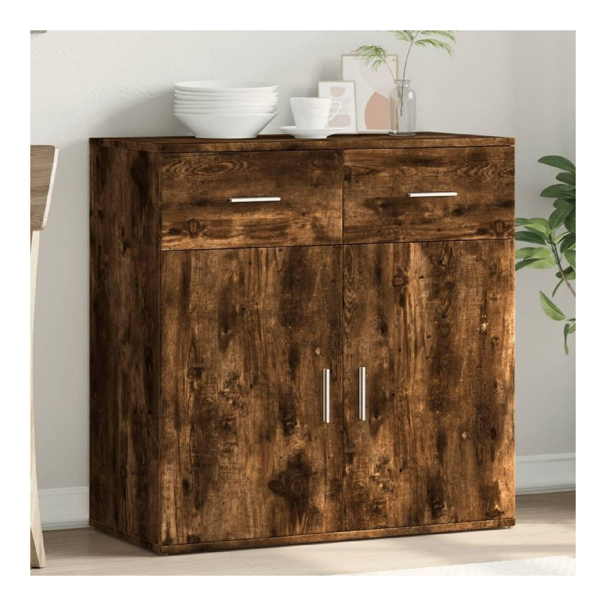 Sideboard Rauchereiche 79x38x80 cm Holzwerkstoff Wohnzimmerschranke Wohnzimmermobel Buffet Beistellschrank Kuchenschranke Esszimmerschranke Flurschrank - 840524