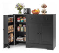 Kuchenschrank, Sideboard mit Schublade & Regal auf Rollen (Schwarz)