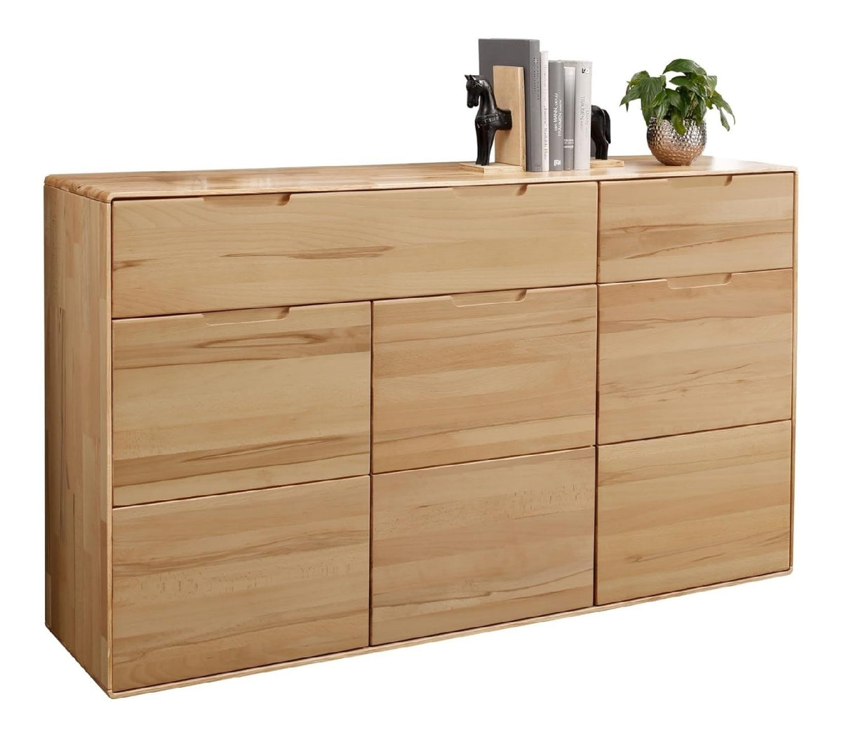 Sideboard KM-0663 3 Turen, 2 Schube, Kernbuche massiv geolt - 149x91x40cm (BxHxT)