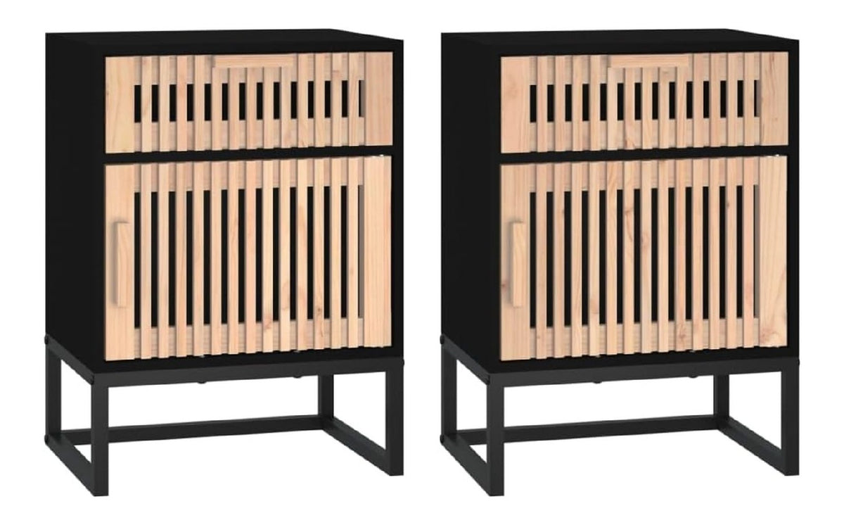 Nachttische 2 STK. Schwarz 40x30x55,5 cm Holzwerkstoff & Eisen