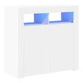 Sideboard mit LED-Leuchten Kommode Anrichte Schrank Beistellschrank Mehrzweckschrank Standschrank Flurschrank Wei 80x35x75cm