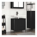 Waschbeckenunterschrank 60 cm breit Schwarz aus Holzwerkstoff & Stahl, 2-Fach-Stauraum, fur Moderne Badezimmer
