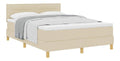 Boxspringbett mit Kissen mit Kopfteil Creme 160 x 200 cm Stoff, Moderne Schlafzimmermobel, rechteckiges Bett, verstellbares Kopfteil, mittelharte Schaumstoffmatratze