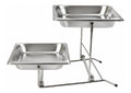 Etagere Buffetstander 2 Etagen aus Edelstahl mit tablett fur Buffet Prasentationen, Platte - stander, Doppelschichtiger Stahlbehalter ohne Deckel, 2cm Flache Platte