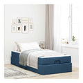 Bettgestell mit Matratze Blau 90 x 200 cm Stoff,Mobel,Betten & Zubehor,Betten & Bettgestelle,Blau,53 KG,3399465