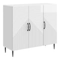 Sideboard Hochglanz Wei 89 x 34,5 x 80 cm aus Holzwerkstoff fur Wohn- und Esszimmer mit 3 Schwenkturen