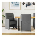 Esszimmerstuhle mit Rollen, 2er Set, Dunkelgrau Stoff, Ergonomisch, 57x67x95 cm, Metallrahmen, fur Kuche & Esszimmer