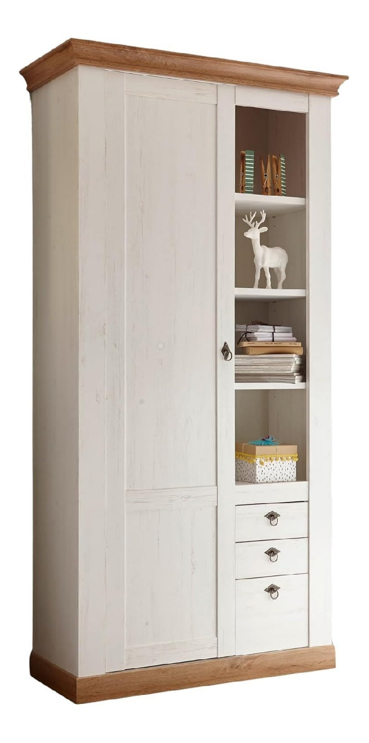 Stauraumschrank in wei Pinie, Eiche Wotan Landhaus, Mehrzweckschrank 102 x 204 cm, Hemsby