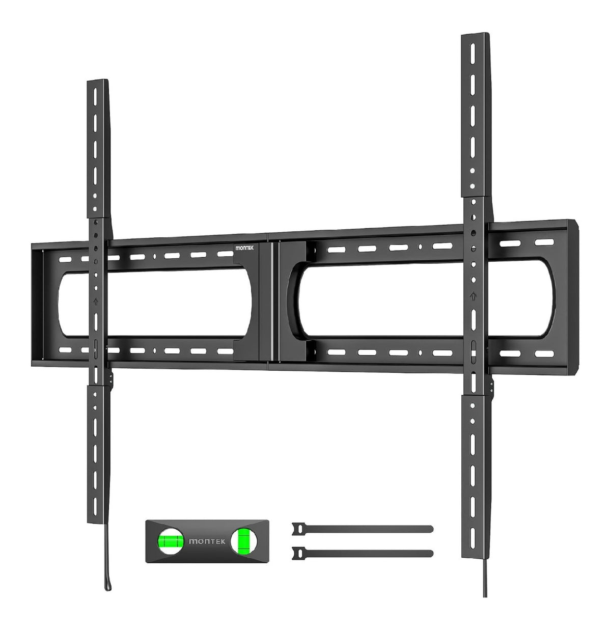monTEK Ultradunne TV-Wandhalterung fur 37-140 Zoll flache und gebogene Fernseher, robuste TV-Halterung bis zu 136 kg, TV-Wandhalterung 30 mm von der Wand entfernt, mit Wasserwaage und Kabelbindern