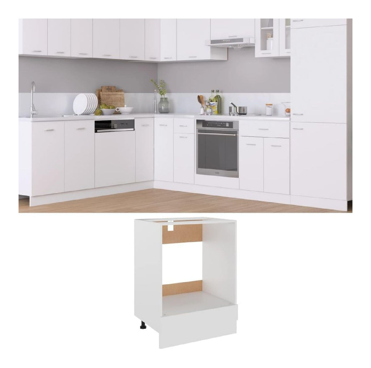 Herdumbauschrank Wei 60x46x81,5 cm Holzwerkstoff,Funktionaler Kuchenschrank mit Herdumbau und Stauraum fur mehr Ordnung Kuchenschranke, Kuche Mobel