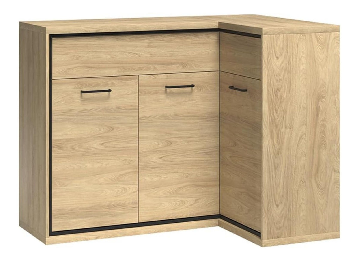Eckkommode Sideboard Eckschrank Kommode Wohnzimmerschrank Anrichte Aufbewahrunsschrank Links in braun in Eiche