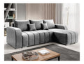 Ecksofa Pufetto Grau L-Form - 245x86x147 cm - Schlafsofa mit Bettkasten und Schlaffunktion - Eckcouch mit Stauraum - Stoff Manila 16