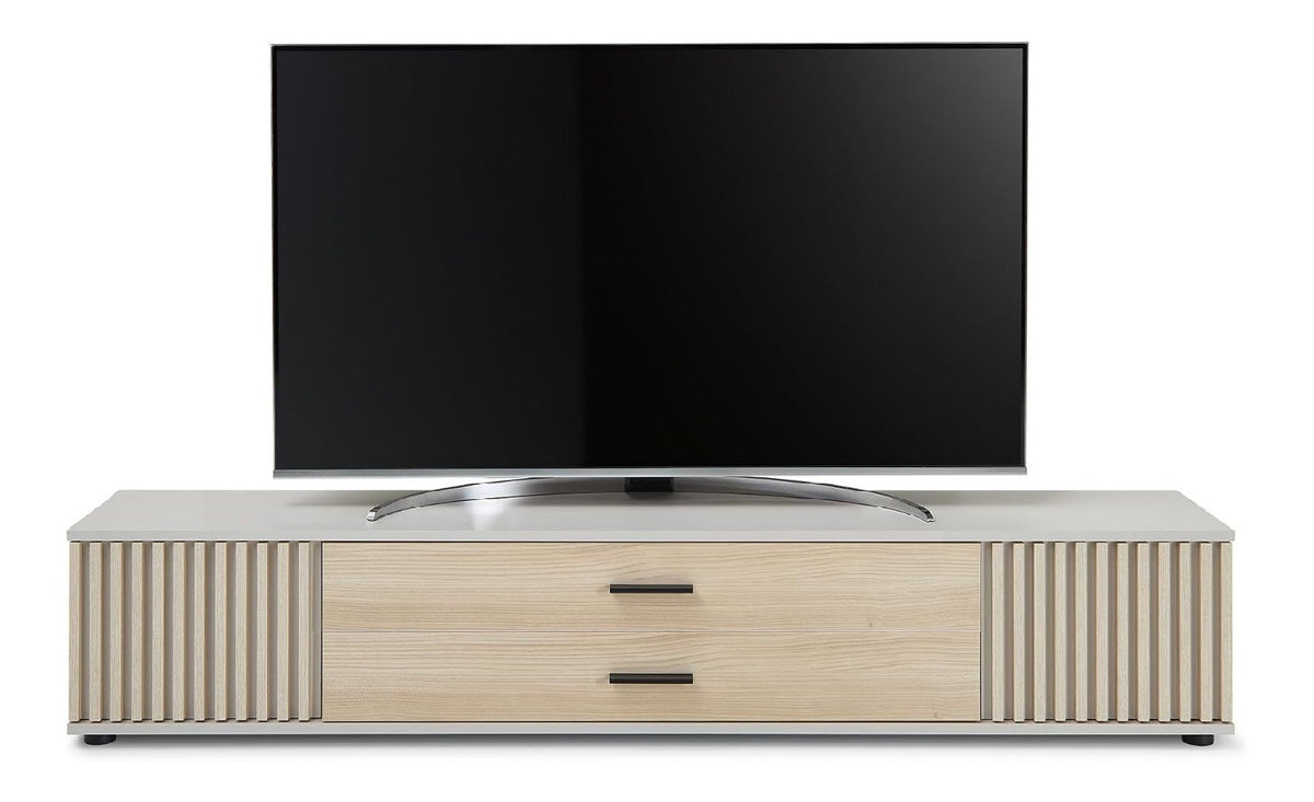 Lowboard Avira 180 cm - Modernes TV-Mobel & Sideboard in Riva Eiche Dekor mit 2 Turen & Schubladen, hangend/stehend montierbar, kaschmirfarben