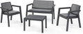 Hochwertige Keter Emily Lounge Set Gartenmoebel glatte Oberflaeche ausgestattet mit 2 Sitzer Sofa 2 Stuehle und graphit Variante 442