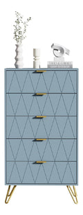 UEV Kommode mit 5 Schublanden, 60 x 34 x 110cm Sideboard Modern (Graublau)