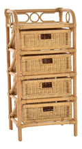 korb.outlet Rattan-Kommode mit Schubladen Badregal Korb Regal Schubfacher aus echtem Rattan 46 cm breit (Honig-Rundmaterial, 4 Schube)