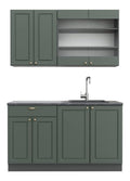 Livinity Singlekuche Fame-Line, Grun-Gold Landhaus/Anthrazit, 140 cm, AP Anthrazit, 42371