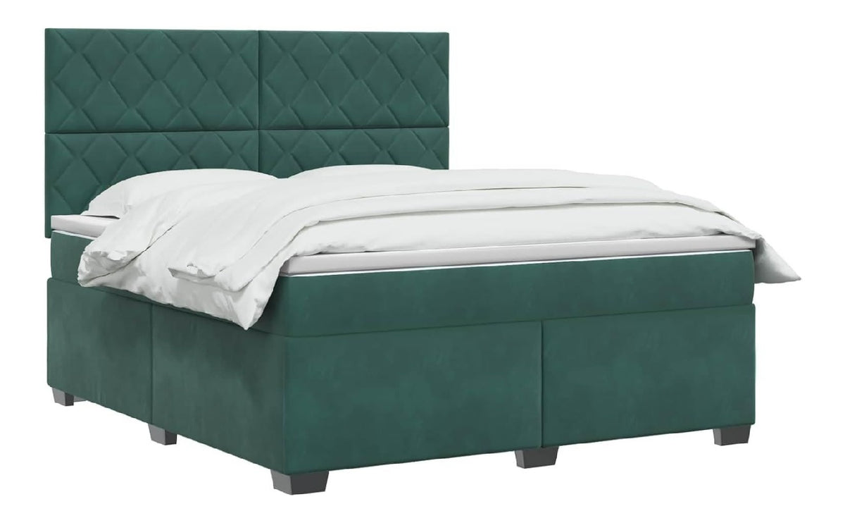 Boxspringbett mit Matratze Dunkelgrun 140 x 190 cm Samt