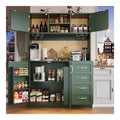 Kuchenschrank,Aufbewahrungsschrank mit LED Beleuchtung und Schubladen,Seitenboard,Hochschrank mit Snackregal und Getrankehaltern,Geeignet fur Wohnzimmer oder Kuch,Grun