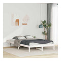 Bettgestell mit Nachttischen Wei , 140x220 cm Kiefernholz, modernes Plattformbett fur 2 Personen, stabile Schlafzimmermobel, langlebig, einfache Pflege