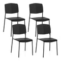 4er Set Esszimmerstuhle stapelbar, Kuchenstuhle Wohnzimmerstuhle mit Ruckenlehne & breitem PP-Sitz, Essstuhle mit Metallbeinen, Stuhlset fur Esszimmer Kuche Wohnzimmer, 46x54x84 cm (Schwarz)