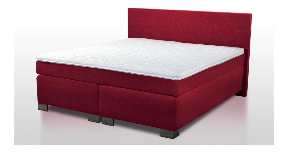 Boxspringbett ROM II 200x200 Rot. inkl. 7-Zonen Taschenfederkern Matratzen und Topper nach Wahl (200x200 cm, Rot)
