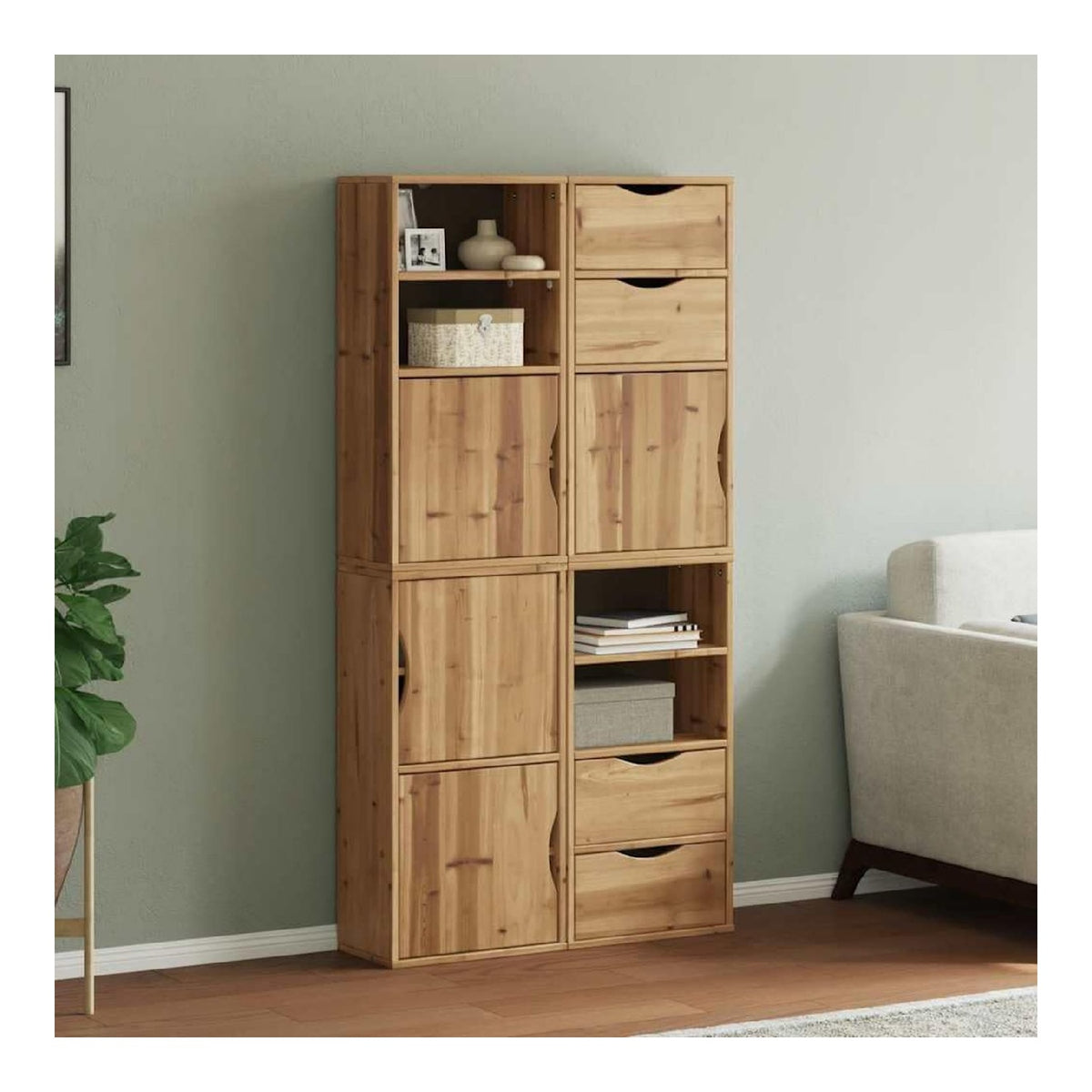 Beistellschranke 4 STK ODDA Massivholz Kiefer 40x24x79 cm Kuchenmobel Sideboards Buffet Schrank mit Stauraum fur Wohnzimmer Esszimmer und Kuche
