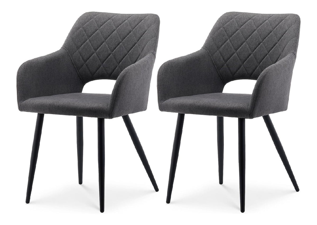 Esszimmerstuhle 2er Set aus Leinen, Kuchenstuhl Polsterstuhl mit Offener Ruckenlehne,Armlehnen,Gepolstertem Sitz, Metallbeinen, Stuhle fur Wohnzimmer,Esszimmer,Kuche
