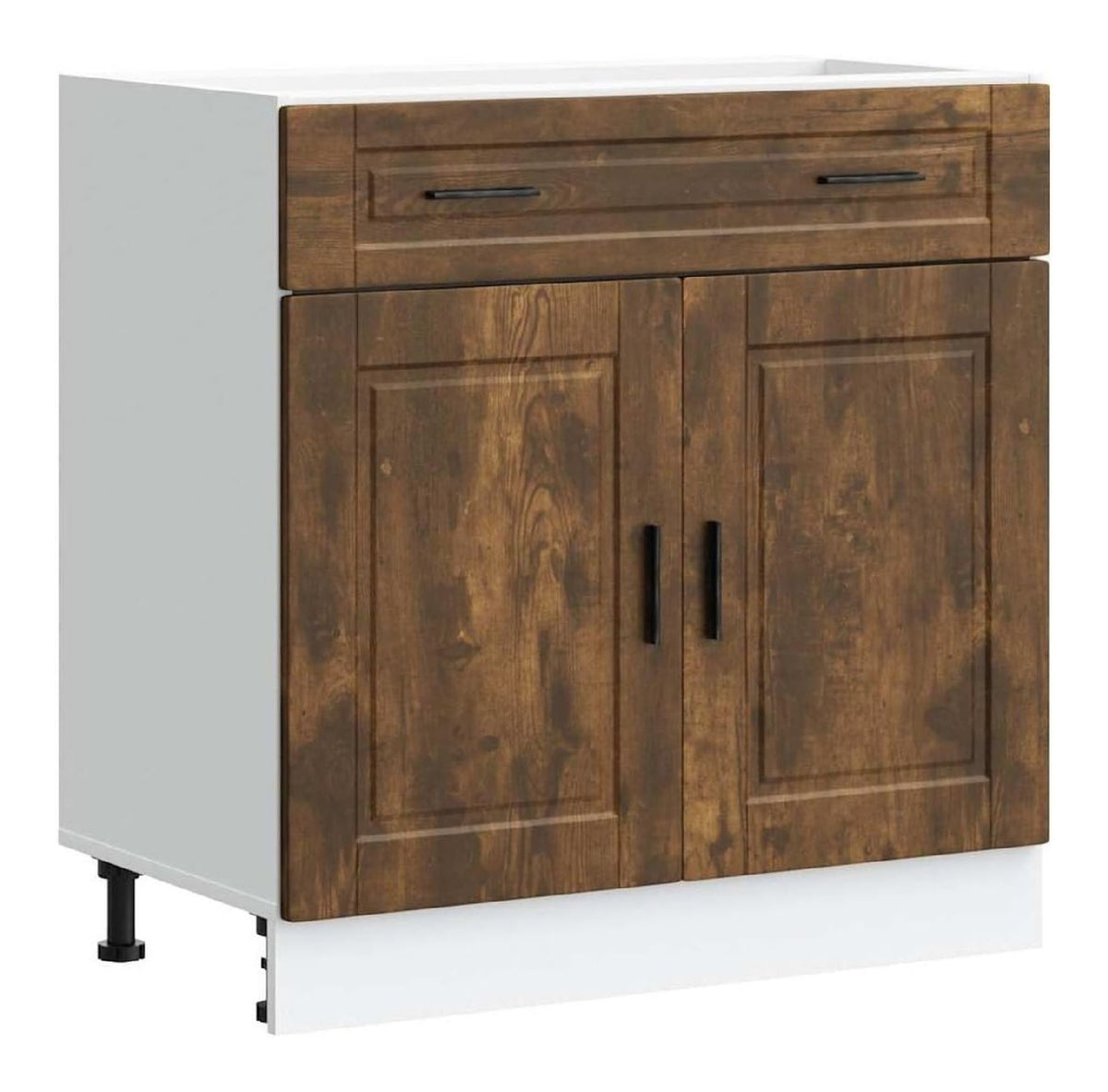 Kuchenunterschrank Rauchereiche, 80 x 46 x 81,5 cm, Holzwerkstoff, mit Schublade und Turen, Verstellbare Fu e