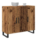 Sideboard mit 3 Turen, Holz-Lagerschrank 90 x 34 x 80 cm, Robustes rustikales Design, perfekt fur Esszimmer, Wohnzimmer, als Buffet oder Konsole, Indoor-Mobel mit Metallakzenten.