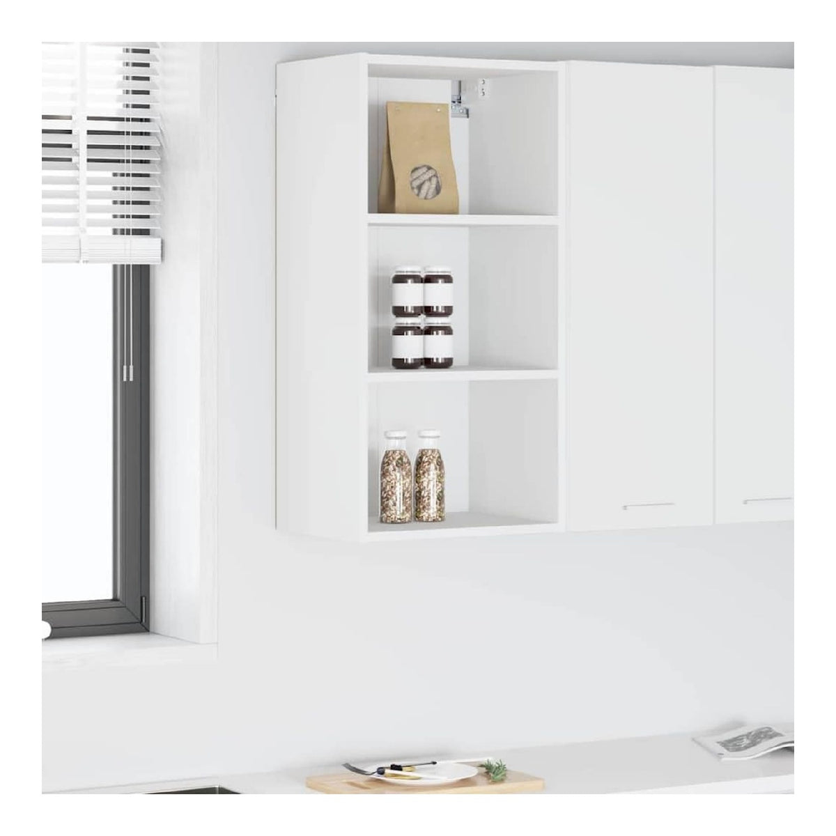 Wei er Hangeschrank 40x29,5x80 cm aus Holzwerkstoff mit Stauraum fur Kuche, Anrichte, Sideboard, Buffet, Hoch- und Unterschrank, Vitrine, Vielzweck, langlebig