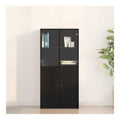Highboard Schwarz Eichen-Optik Holzwerkstoff 68 x 37 x 142 cm Sideboard Buffet Cabinet mit Stauraum fur Wohnzimmer Esszimmer und Flur modernes Storage Cabinet
