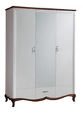 Luxus Art Deco Schlafzimmerschrank Wei /Dunkelbraun 164,2 x 62,5 x H. 209,5 cm - Kleiderschrank mit Spiegel 2 Turen und Schublade - Schlafzimmermobel