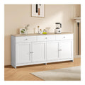 Kuchenschrank, Sideboard mit 3 Schubladen und 4 Turen, Buffetschrank mit Verstellbare Ablage, Kuchenkommode fur Wohnzimmer Kuche Esszimmer, Natur & Wei