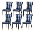 Esszimmerstuhle 6er-Set Matt PU-Leder Gepolsterte Beistellstuhle Mid Century Moderne Metallbeine Wohnzimmerstuhle fur Kuche Esszimmer Schlafzimmer Wohnzimmer(Blue)