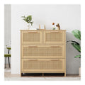 Kommode Sideboard Wohnzimmer Kuchenschrank Sideboard 4-Schubladen-Rattanschrank mit Massivholzgriffen schubladenschrank Natural