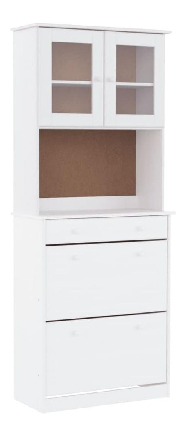 Highboard ALTA Wei 77x35x188 cm Massivholz Kiefer