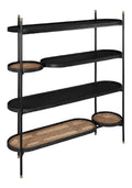 Luxus Regalschrank Schwarz/Naturfarben/Messingfarben 154 x 42,3 x H. 170 cm - Wohnzimmer & Hotel Mobel - Luxus Qualitat