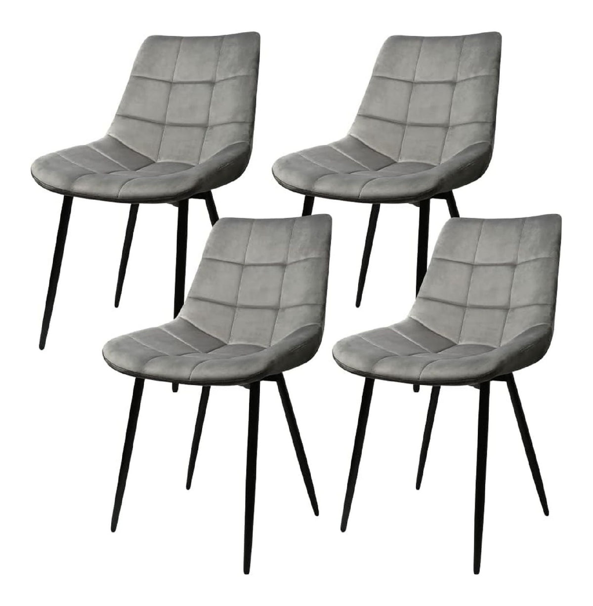 LANTUS 4 x Esszimmerstuhl Kuchenstuhl Gepolsterte Sitzflache aus dickem Samt Fu e aus Metall, Stuhl fur Wohnzimmer, skandinavischer Stuhl, 16 Zellen - Loffel - Hellgrau - 4 Stuck