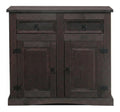 Sideboard Schlafzimmer - New Mexico 2 Turen 2 Schubladen kolonial Dunkelbraun 92x84x44 cm Kiefer massiv Kommode Anrichte Landhausstil Massivholz Stauraum Wohnzimmerschrank Buffet Holzschrank