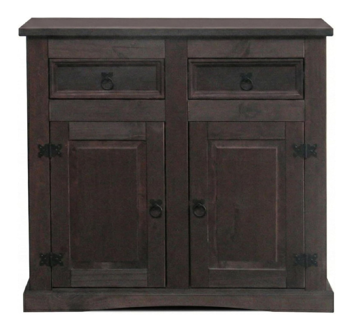 Sideboard Schlafzimmer - New Mexico 2 Turen 2 Schubladen kolonial Dunkelbraun 92x84x44 cm Kiefer massiv Kommode Anrichte Landhausstil Massivholz Stauraum Wohnzimmerschrank Buffet Holzschrank