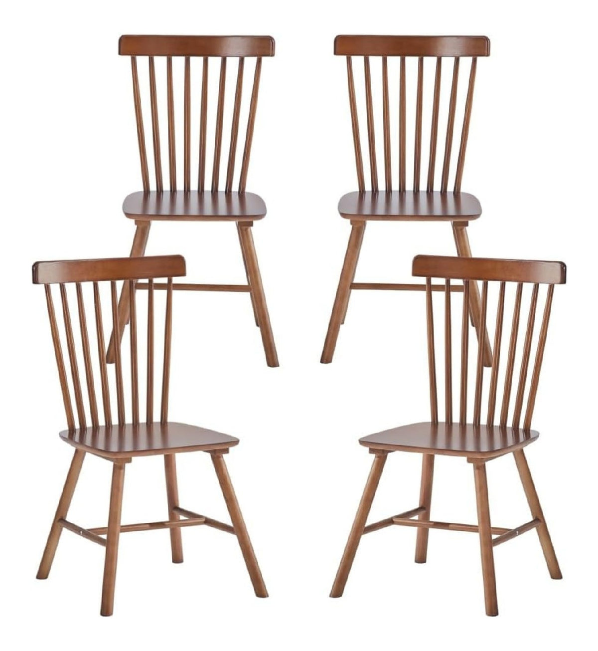 Esszimmerstuhle 4er Set,Kuchenstuhle Holz Natur, mit Festem Ruckenlehne,Minimalistischer Stil, Kuchenstuhl Essstuhle,FSC-Zertifizierung,fur Esszimmer, Kuche (4, Braun, 49 x 48x 87cm)