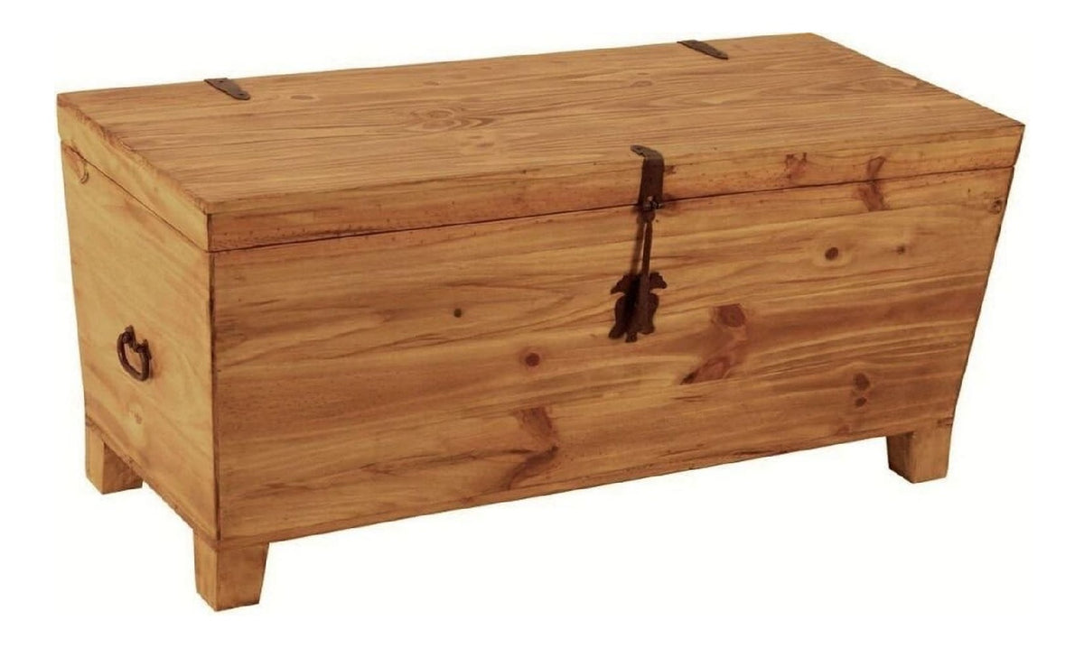 Truhe Mexico Mobel 114x53x53 cm Landhausstil Massivholz Pinie Honig
