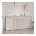 Sideboard, Kleiner Schrank mit 4 Turen und 2 Schubladen, Beistellschrank Flurschrank fur Esszimmer, Wohnzimmer, Kuche, Betongrau 160x36x75 cm Spanplatte