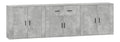 Sideboard 3er-Set Wohnzimmer 240 x 33 x 70 cm Betongrau Holzwerkstoff mit Wandhalterung