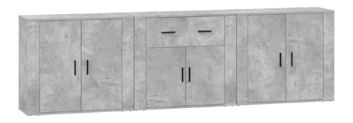 Sideboard 3er-Set Wohnzimmer 240 x 33 x 70 cm Betongrau Holzwerkstoff mit Wandhalterung