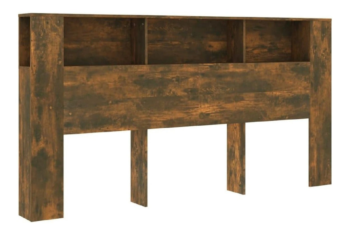 Kopfteil des Bettes Bucherregal-Kopfteil mit 3 Ablagefachern Schlafzimmermobel Holzwerkstoff Rauchereiche 200x18,5x104,5 cm