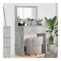 Schlafzimmer-Frisiertisch, Beton Grau, 80x39,5x135 cm, mit Schubladen und Spiegel, moderner Schminktisch fur Make-up Aufbewahrung