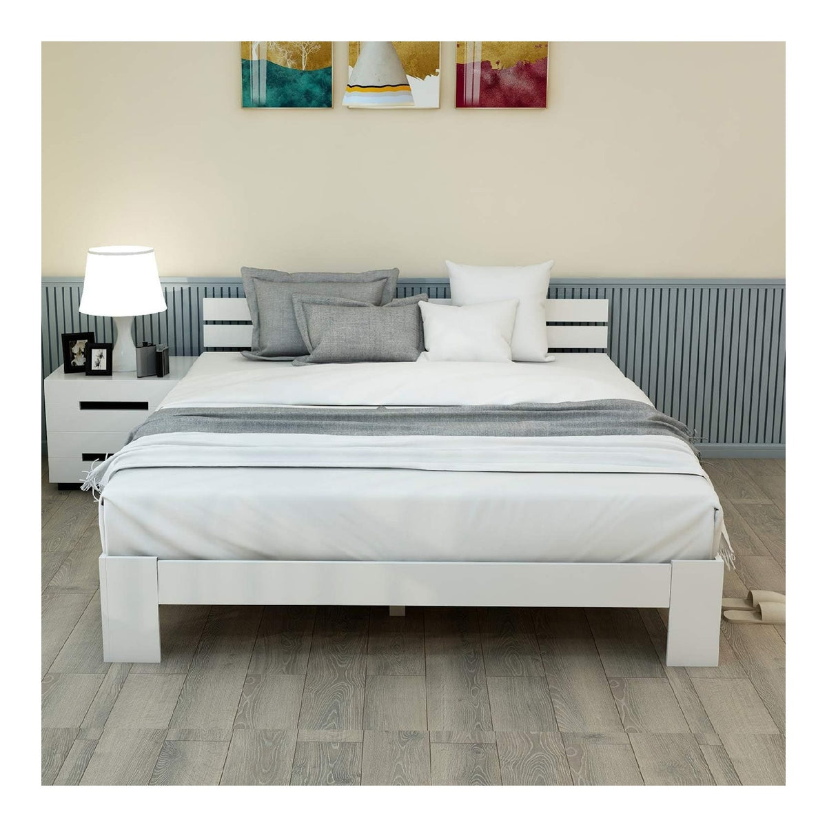 Doppelbett aus Massivholz, 140 x 200 cm, mit Kopfteil und Lattenrost, Kiefer natur (ohne Matratze)